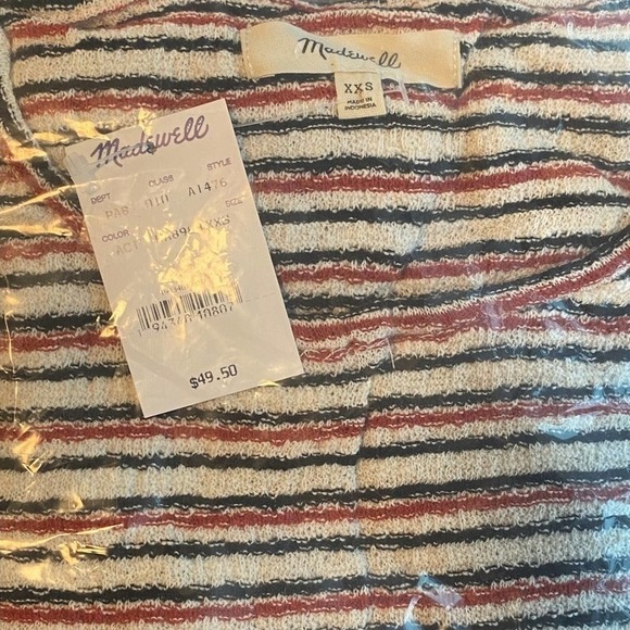 Madewell Acacia Striped Puff-Sleeve Top NWT - Picture 5 of 9